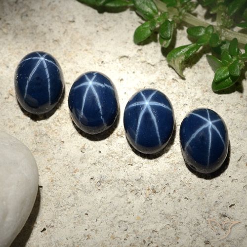 Gemas de Zafiro estrella Azul marino intenso natural de 6.13 ct, Corte Óvalo, Opaco