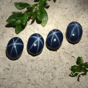 Gemas de Zafiro estrella Azul oscuro natural de 5.43 ct, Ovalada, Opaco
