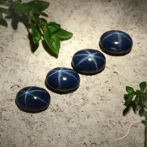 Gemas de Zafiro estrella Azul marino intenso natural de 5.48 ct, Ovalada, Opaco