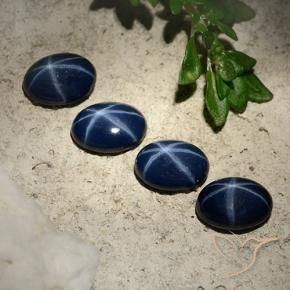 Gemas de Zafiro estrella Azul oscuro natural de 3.50 ct, Ovalada, Opaco