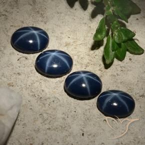 Gemas de Zafiro estrella Azul marino intenso natural de 3.27 ct, Ovalada, Opaco