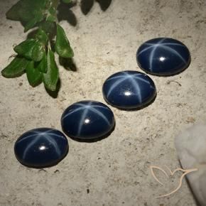 Gemas de Zafiro estrella Azul marino intenso natural de 3.27 ct, Ovalada, Opaco