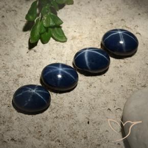 Gemas de Zafiro estrella Azul oscuro natural de 6.04 ct, Ovalada, Opaco