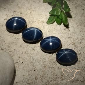 Gemas de Zafiro estrella Azul oscuro natural de 6.04 ct, Ovalada, Opaco