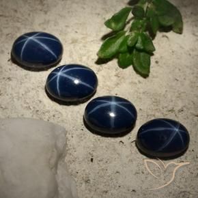 Gemas de Zafiro estrella Azul oscuro natural de 5.36 ct, Ovalada, Opaco