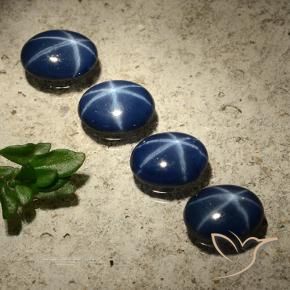 Gemas de Zafiro estrella Azul oscuro natural de 3.01 ct, Ovalada, Opaco
