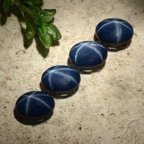 Gemas de Zafiro estrella Azul marino intenso natural de 3.37 ct, Ovalada, Opaco