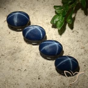 Gemas de Zafiro estrella Azul marino intenso natural de 3.37 ct, Ovalada, Opaco