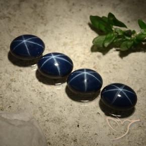 Gemas de Zafiro estrella Azul oscuro natural de 6.11 ct, Ovalada, Opaco