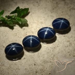 Gemas de Zafiro estrella Azul oscuro natural de 6.11 ct, Ovalada, Opaco