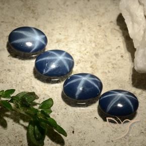 Gemas de Zafiro estrella Azul marino intenso natural de 2.92 ct, Ovalada, Opaco