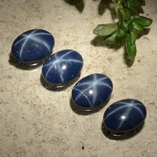 Gemas de Zafiro estrella Azul oscuro natural de 3.01 ct, Ovalada, Opaco