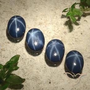 Gemas de Zafiro estrella Azul marino intenso natural de 3.44 ct, Ovalada, Opaco
