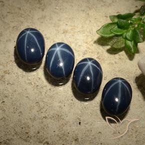 Gemas de Zafiro estrella Azul marino intenso natural de 4.46 ct, Ovalada, Opaco