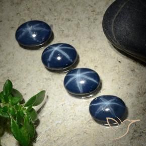Gemas de Zafiro estrella Azul oscuro natural de 4.20 ct, Ovalada, Opaco