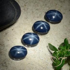 Gemas de Zafiro estrella Azul oscuro natural de 4.20 ct, Ovalada, Opaco