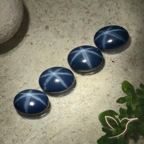 Gemas de Zafiro estrella Azul marino intenso natural de 4.05 ct, Ovalada, Opaco