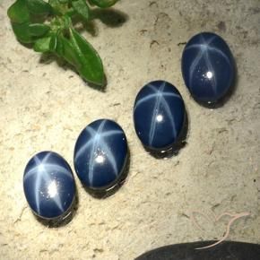 Gemas de Zafiro estrella Azul oscuro natural de 2.84 ct, Ovalada, Opaco