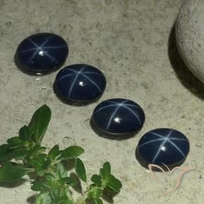 Gemas de Zafiro estrella Azul oscuro natural de 3.36 ct, Ovalada, Opaco