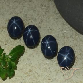 Gemas de Zafiro estrella Azul marino intenso natural de 3.93 ct, Ovalada, Opaco