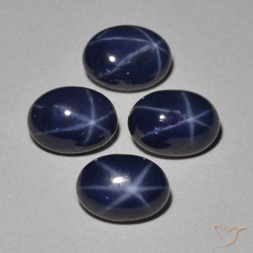 Gemas de Zafiro estrella Azul oscuro natural de 5.28 ct, Ovalada, Opaco