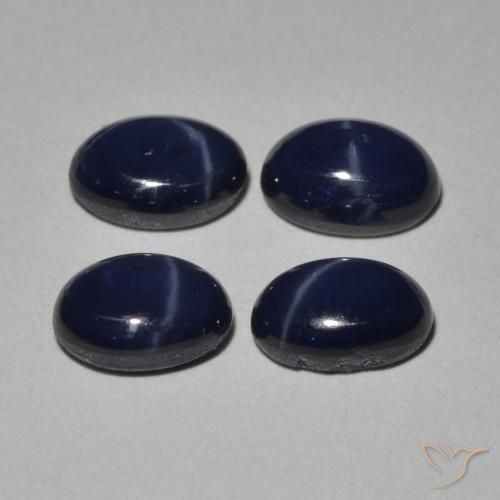 Gemas de Zafiro estrella Azul oscuro natural de 5.28 ct, Ovalada, Opaco