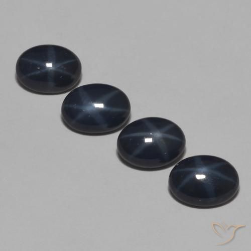 4.68ctw Natural Azul oscuro Zafiro estrella, Ovalada, Opaco