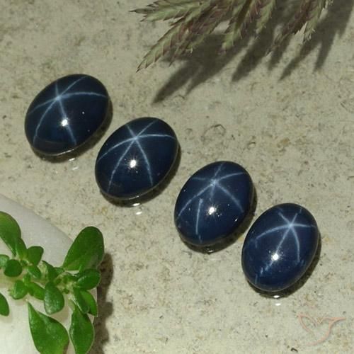 Gemas de Zafiro estrella Azul oscuro natural de 4.43 ct, Ovalada, Opaco