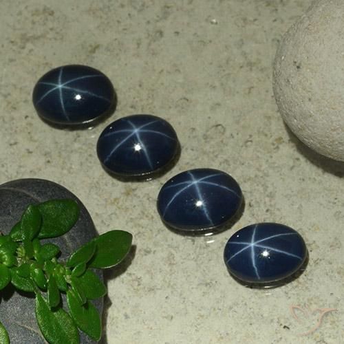 Gemas de Zafiro estrella Azul oscuro natural de 4.03 ct, Ovalada, Opaco
