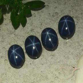 Gemas de Zafiro estrella Azul oscuro natural de 3.31 ct, Ovalada, Opaco