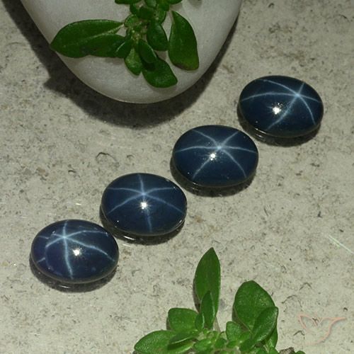 3.65ctw Natural Azul oscuro Zafiro estrella, Ovalada, Opaco