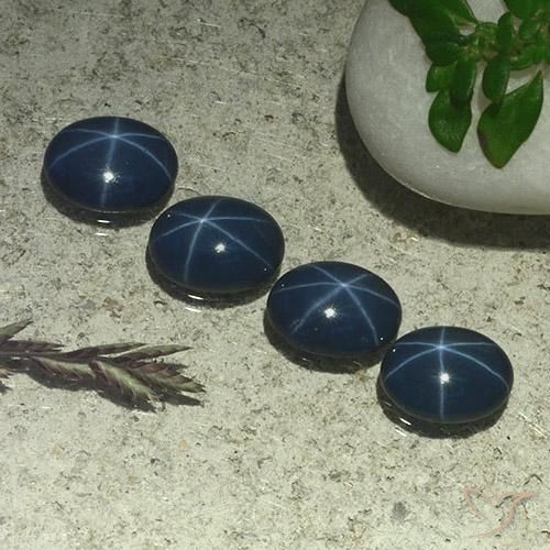3.45ctw Natural Azul oscuro Zafiro estrella, Ovalada, Opaco