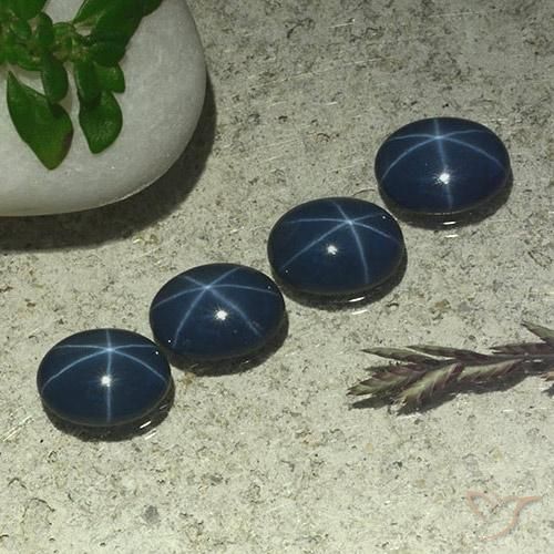 Gemas de Zafiro estrella Azul oscuro natural de 3.45 ct, Ovalada, Opaco