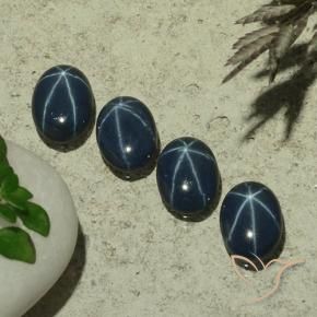 Gemas de Zafiro estrella Azul oscuro natural de 2.97 ct, Ovalada, Opaco