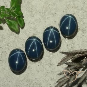 Gemas de Zafiro estrella Azul marino intenso natural de 4.92 ct, Ovalada, Opaco