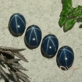 Gemas de Zafiro estrella Azul marino intenso natural de 4.92 ct, Ovalada, Opaco