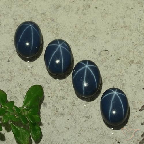 Gemas de Zafiro estrella Azul oscuro natural de 5.11 ct, Ovalada, Opaco