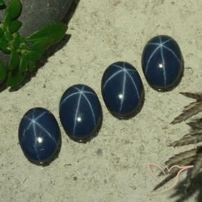 Gemas de Zafiro estrella Azul marino intenso natural de 3.39 ct, Ovalada, Opaco
