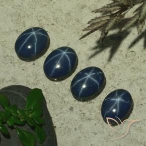 Gemas de Zafiro estrella Azul oscuro natural de 2.86 ct, Ovalada, Opaco