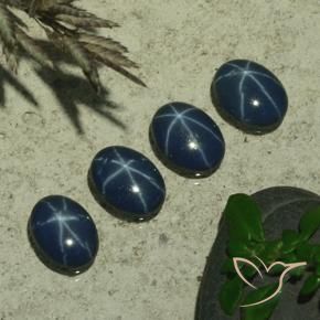 Gemas de Zafiro estrella Azul oscuro natural de 2.86 ct, Ovalada, Opaco