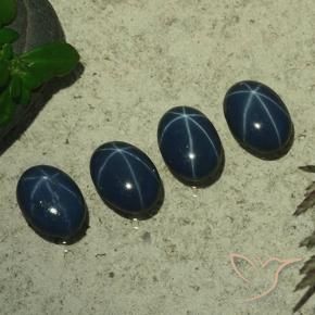 Gemas de Zafiro estrella Azul oscuro natural de 4.04 ct, Ovalada, Opaco