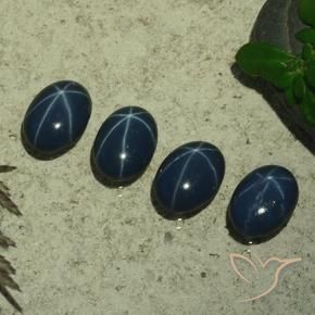 Gemas de Zafiro estrella Azul oscuro natural de 4.04 ct, Ovalada, Opaco