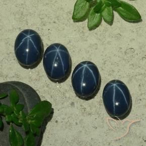 Gemas de Zafiro estrella Azul marino intenso natural de 4.94 ct, Ovalada, Opaco