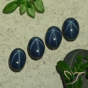 Gemas de Zafiro estrella Azul marino intenso natural de 4.94 ct, Ovalada, Opaco