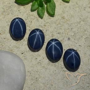 Gemas de Zafiro estrella Azul oscuro natural de 3.89 ct, Ovalada, Opaco