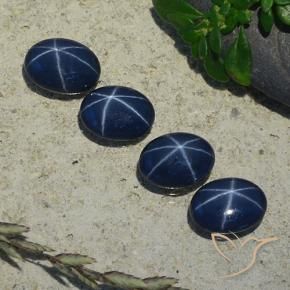 Gemas de Zafiro estrella Azul oscuro natural de 3.80 ct, Ovalada, Opaco