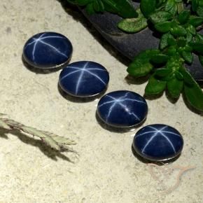 Gemas de Zafiro estrella Azul marino intenso natural de 4.61 ct, Ovalada, Opaco