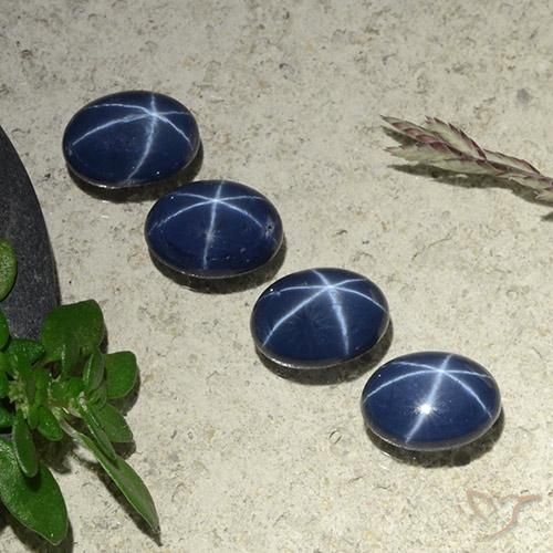 Gemas de zafiro estrella azul natural de 4,64 ct, corte óvalo, opaco