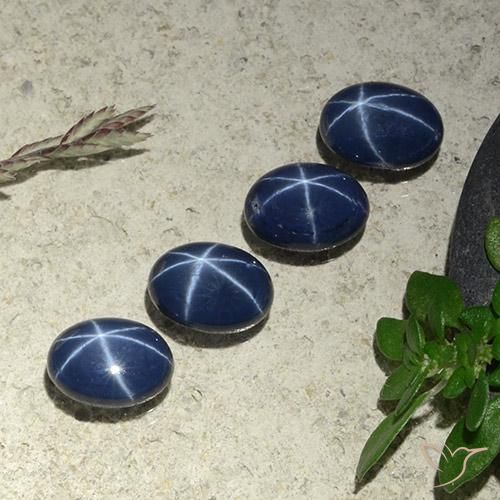 Gemas de zafiro estrella azul natural de 4,64 ct, corte óvalo, opaco