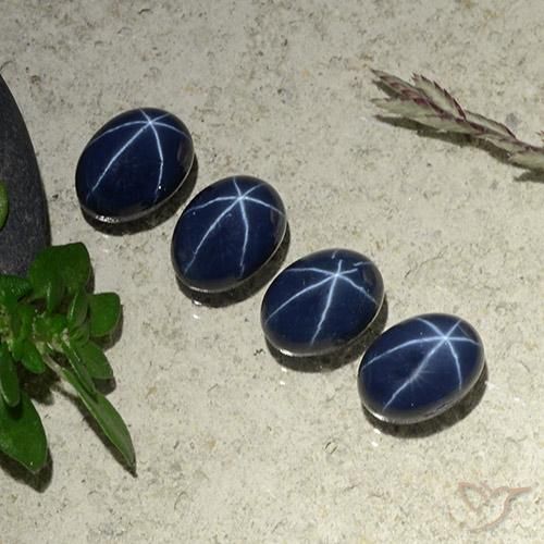 Gemas de Zafiro estrella Azul oscuro natural de 6.34 ct, Ovalada, Opaco